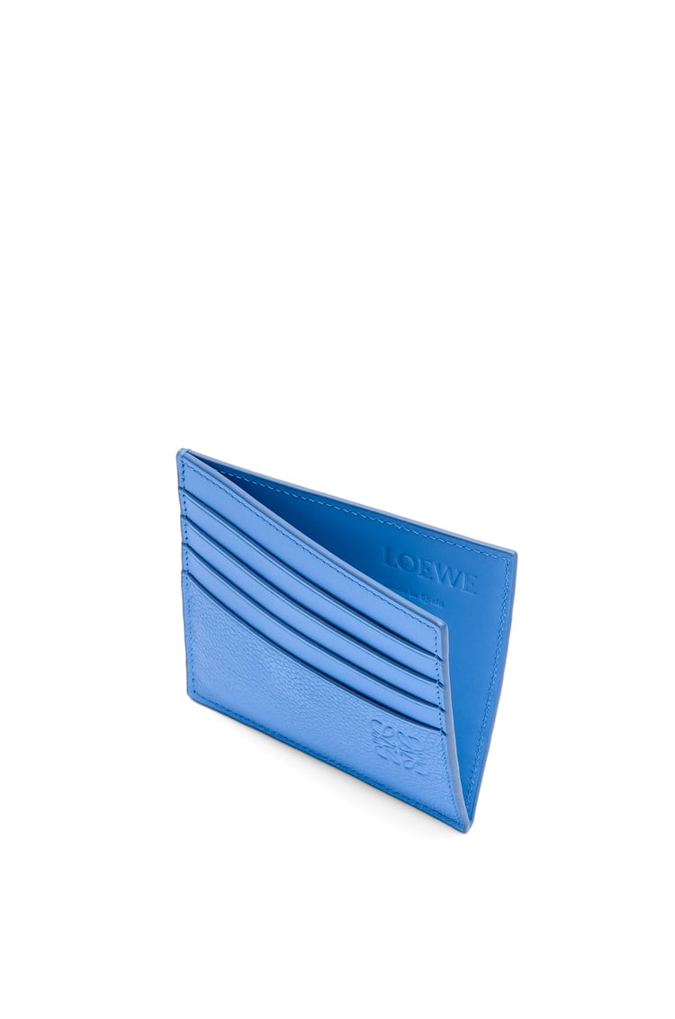 LOEWE Open plain cardholder in soft grained calfskin Seaside Blue