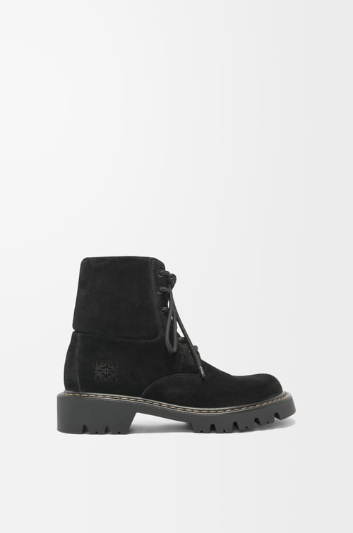 LOEWE Sierra combat boot in suede Black plp_rd