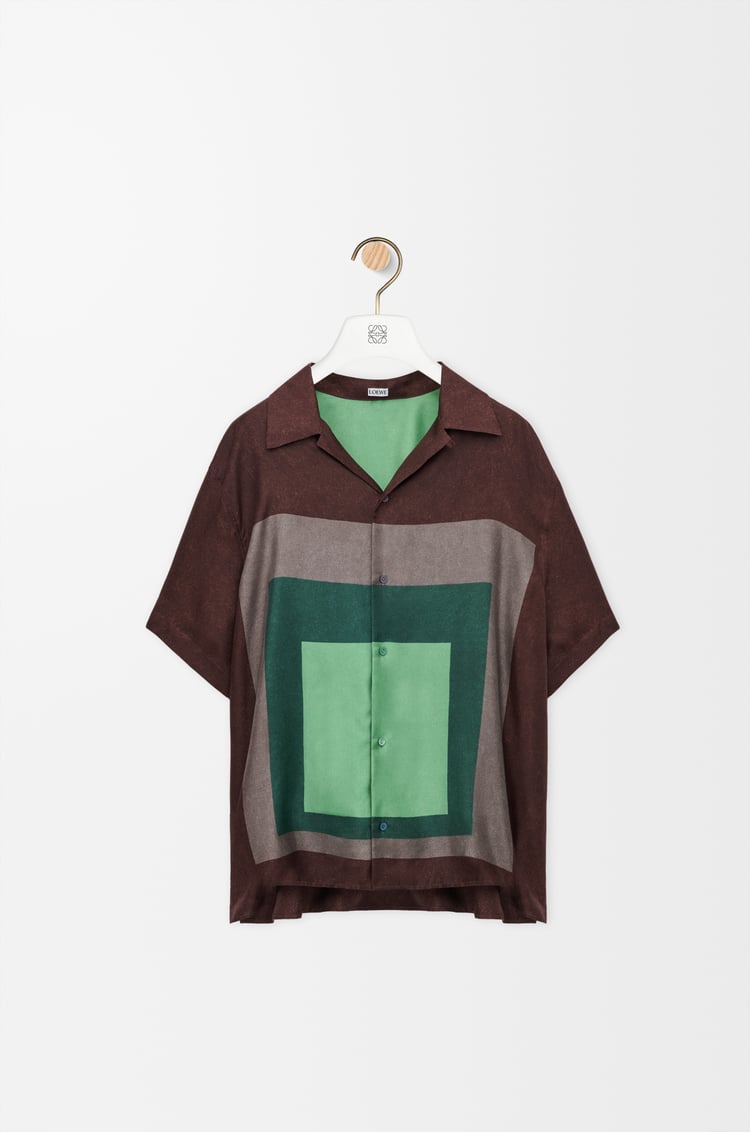 LOEWE Short sleeve shirt in silk Brown/Green/Muticolor