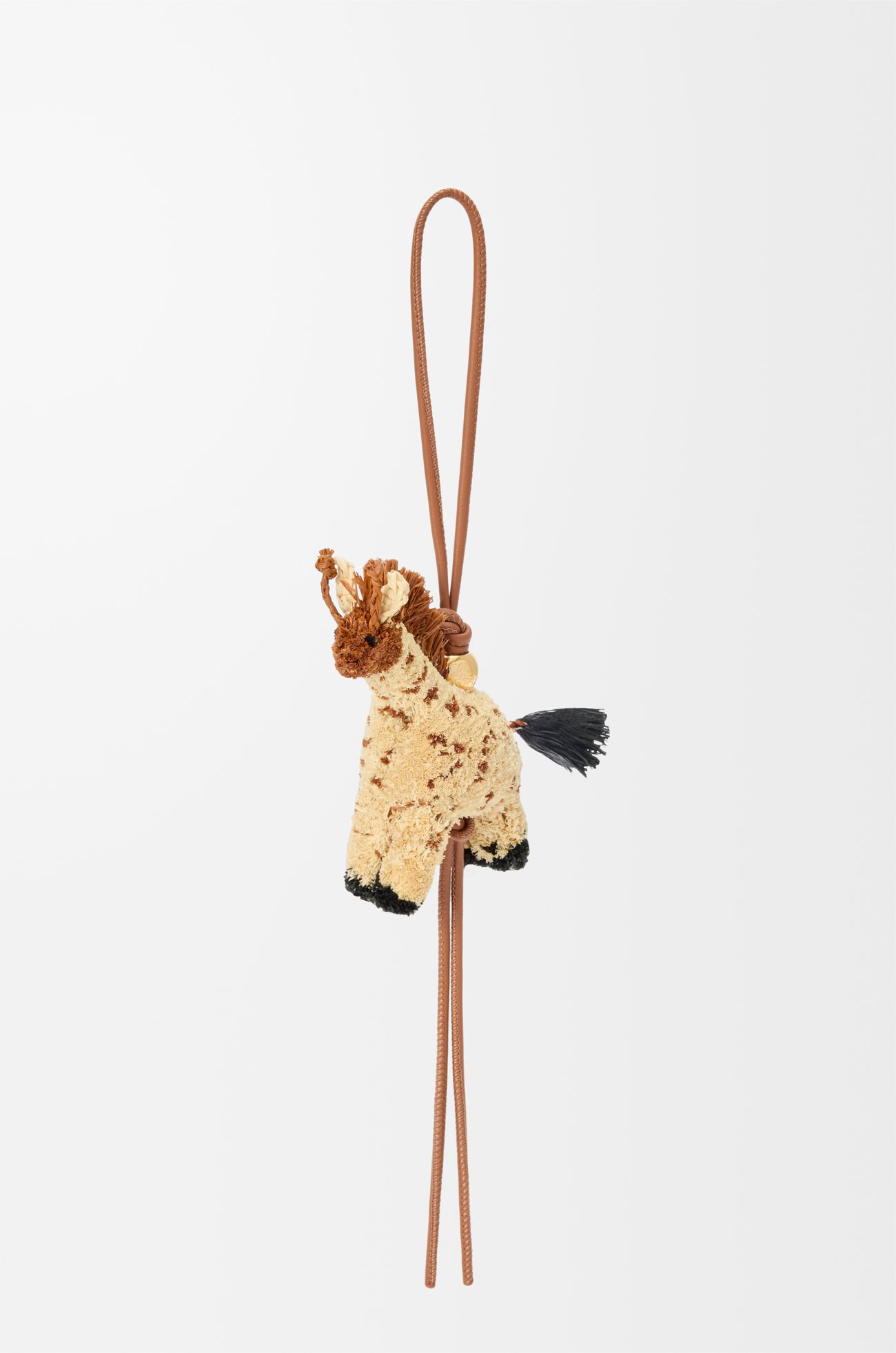 LOEWE Giraffe charm in raffia and calfskin Brown