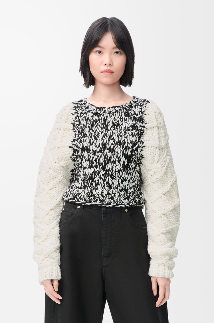 LOEWE 羊毛混紡套頭衫 白色/黑色
