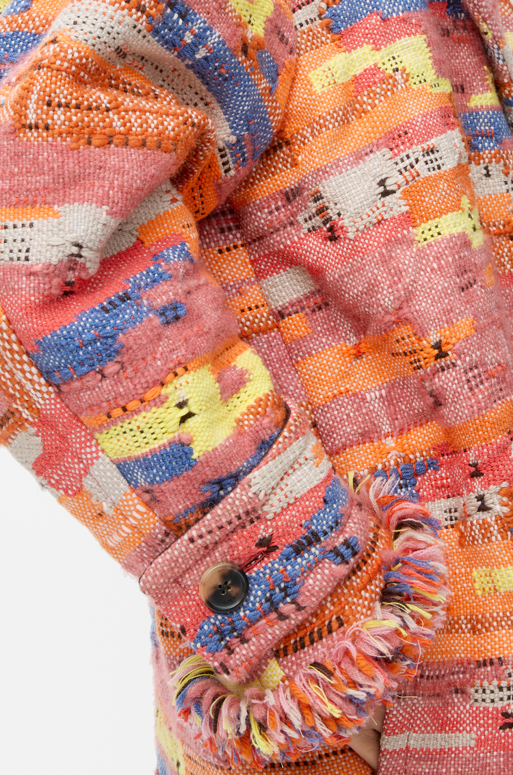 Coat in wool blend jacquard