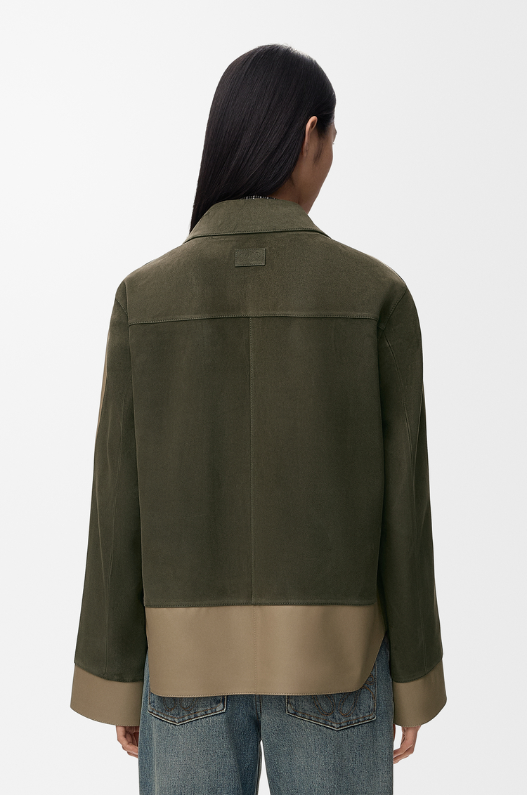 LOEWE Turn-up jacket in suede lambskin Khaki Green