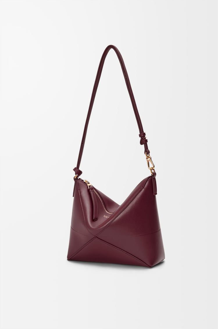 LOEWE Puzzle Fold pouch in shiny nappa calfskin Dark Burgundy