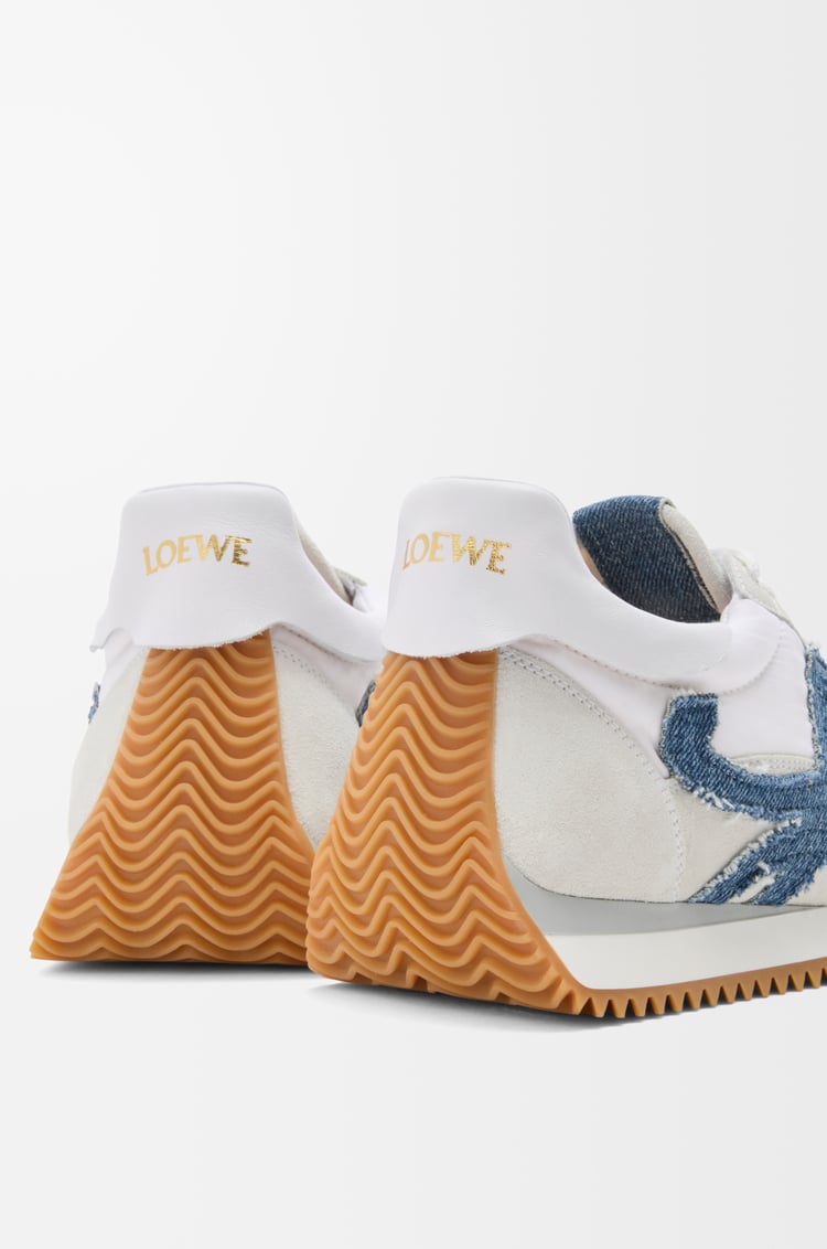 LOEWE Flow Runner 2.0 in nylon and suede White/Light Denim