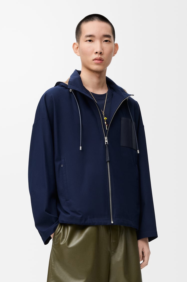 LOEWE Hooded jacket in cotton Navy/Beige