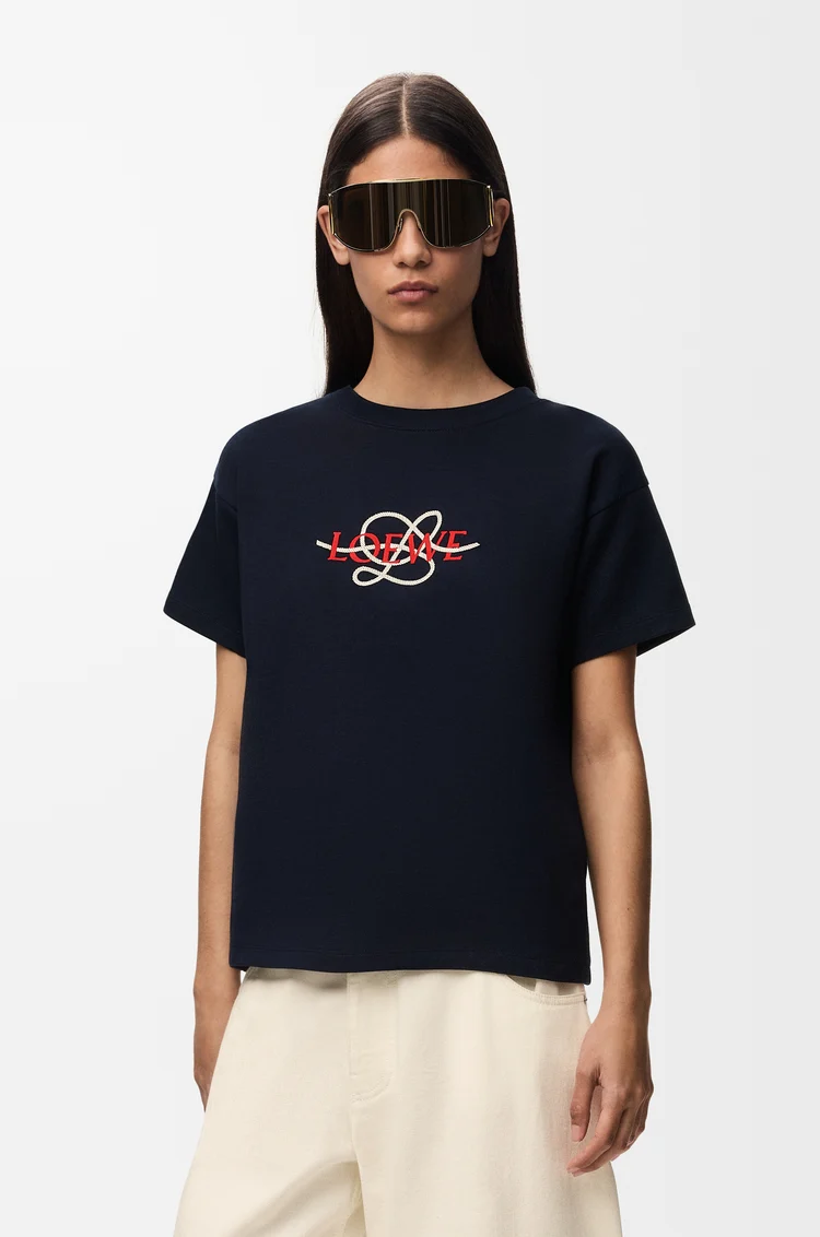 LOEWE Regular fit T-shirt in cotton blend Navy Blue