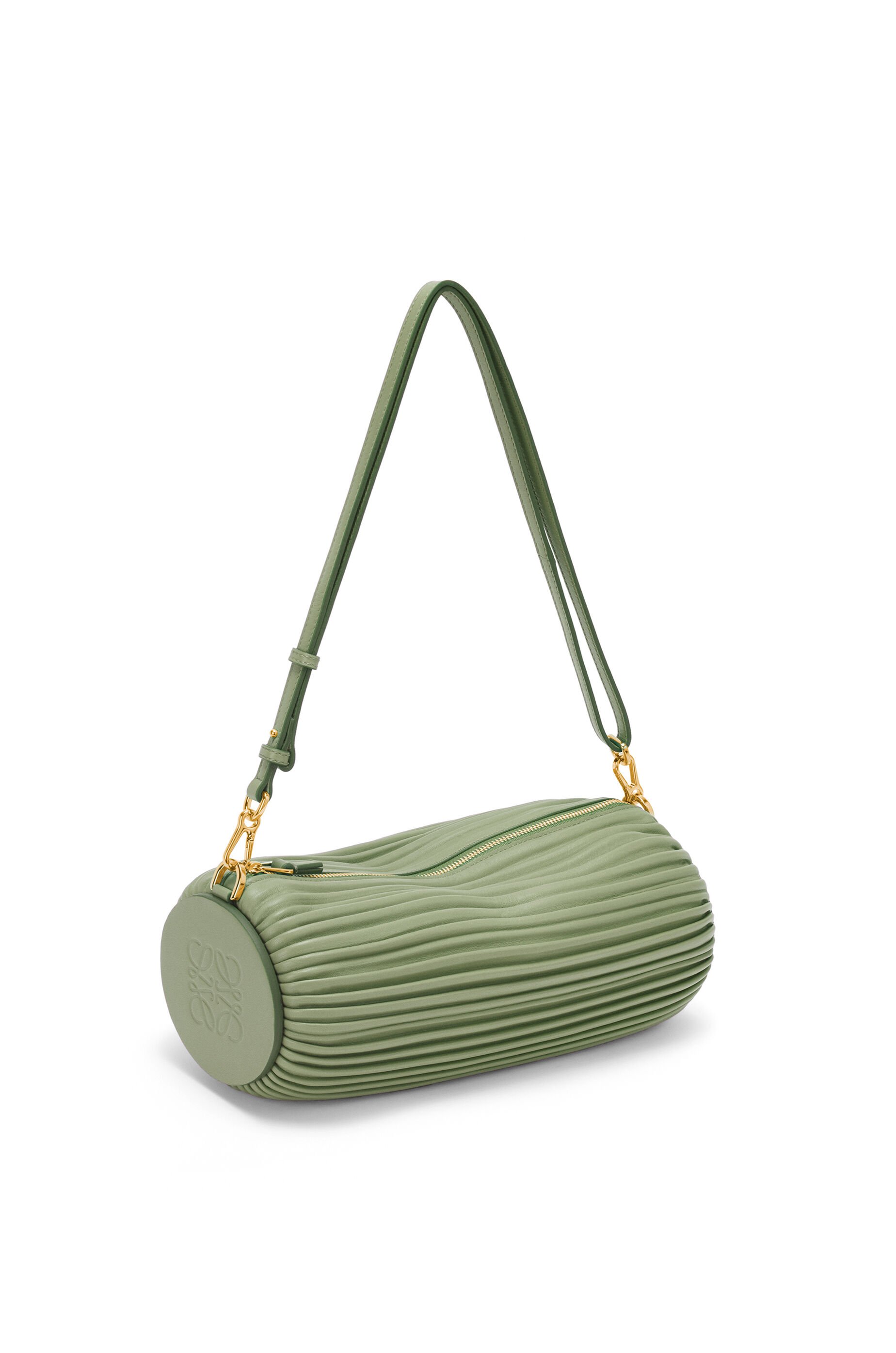 Loewe Women s Luxury Bracelet Pouch in Pleated Nappa Lambskin Green Clutches