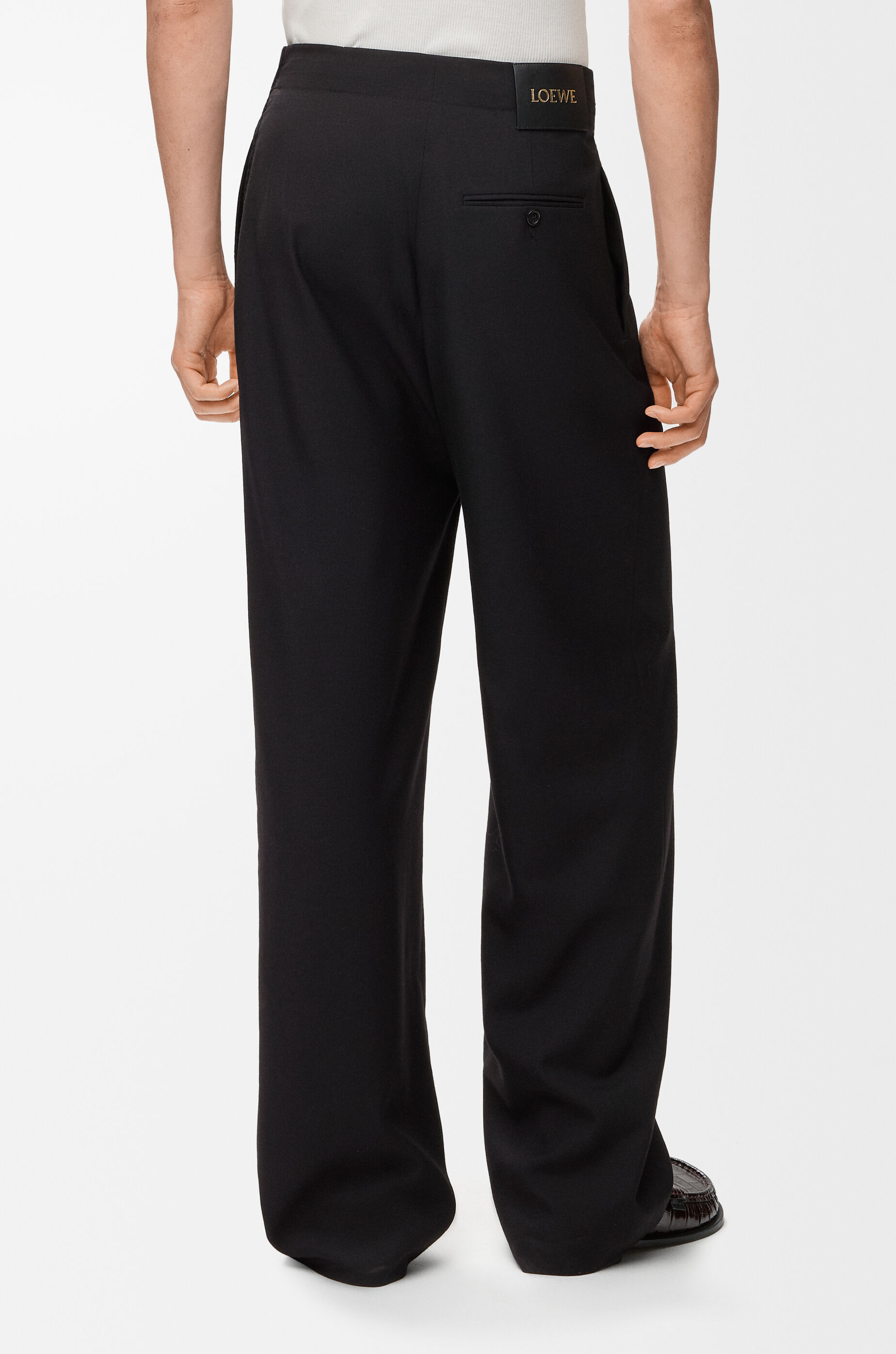 Belted trousers in wool Black - LOEWE USA Official Website