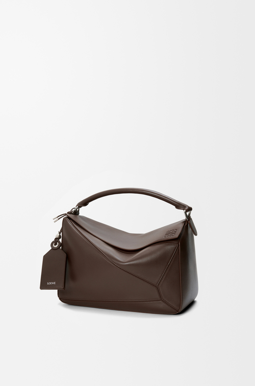 LOEWE Large Featherlight Puzzle bag in nappa lambskin Dark Chestnut