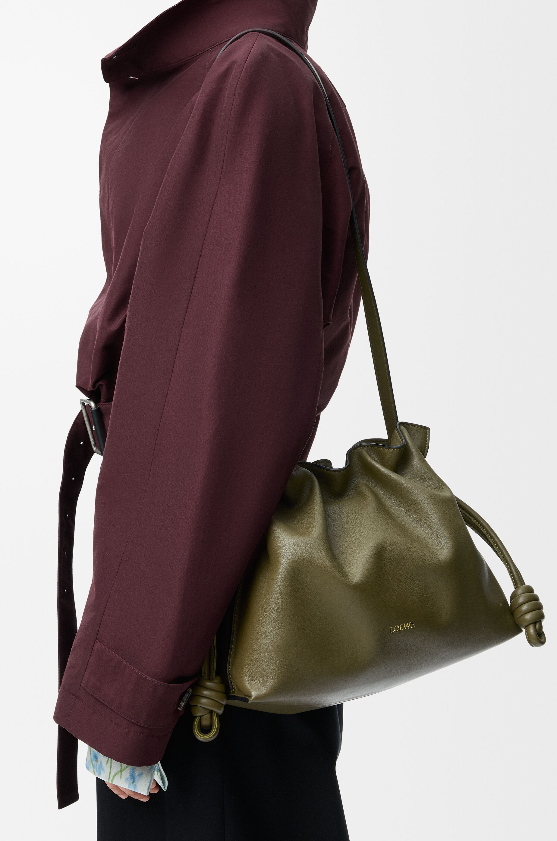 Medium Flamenco clutch in nappa calfskin Green - LOEWE
