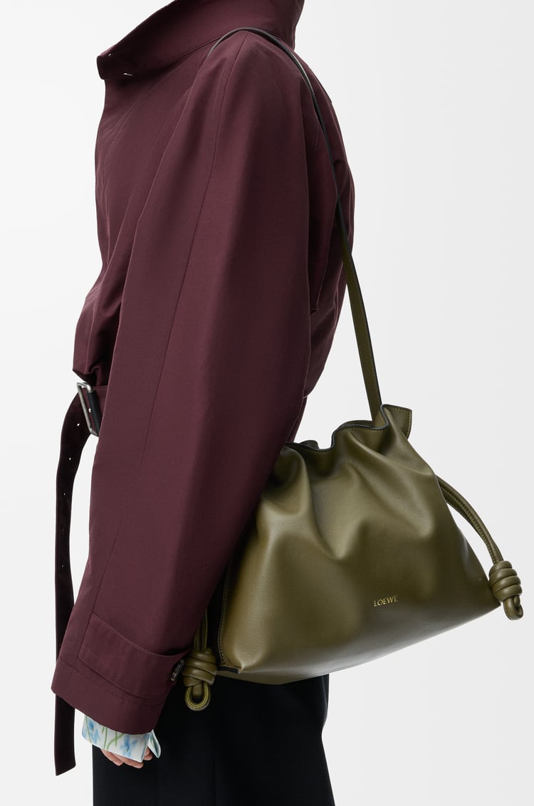 LOEWE Medium Flamenco clutch in nappa calfskin Dark Khaki