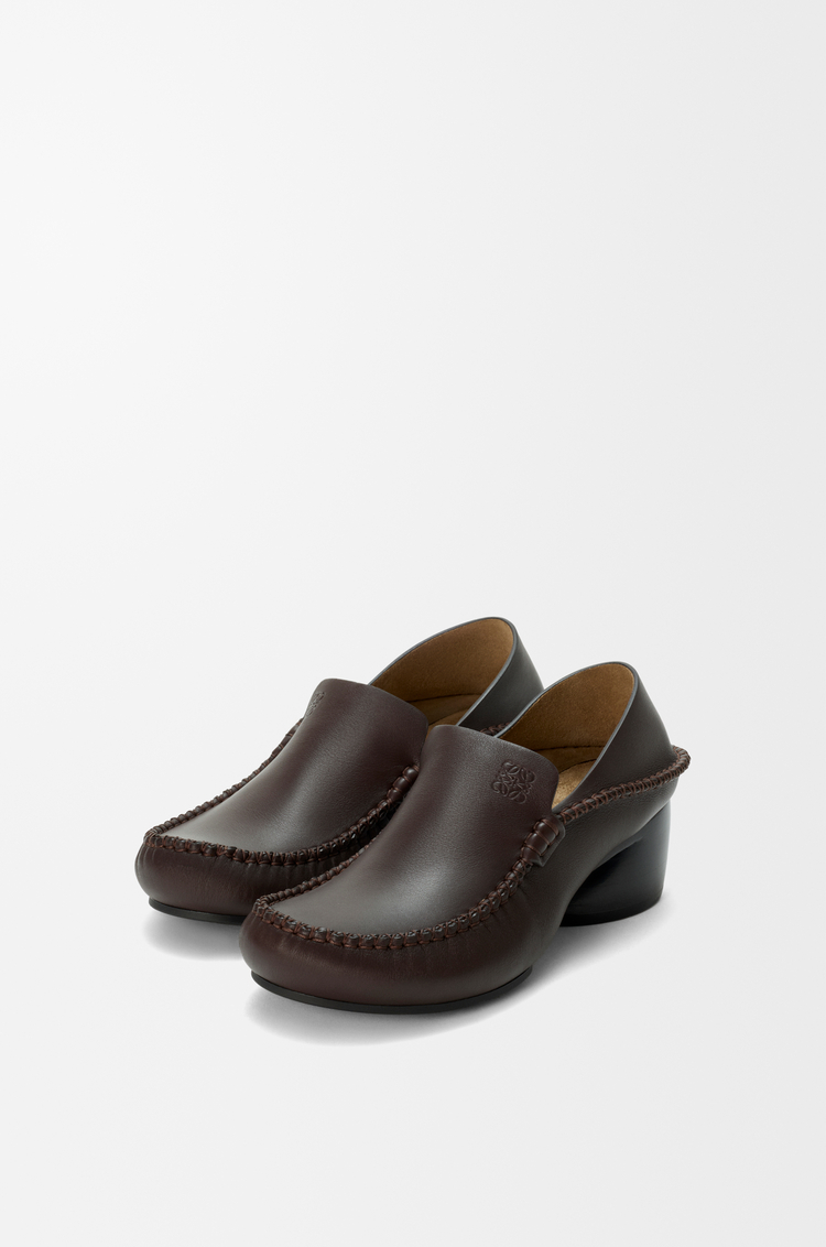 LOEWE Mocasín Oval en piel de ternera suave Marrón Oscuro
