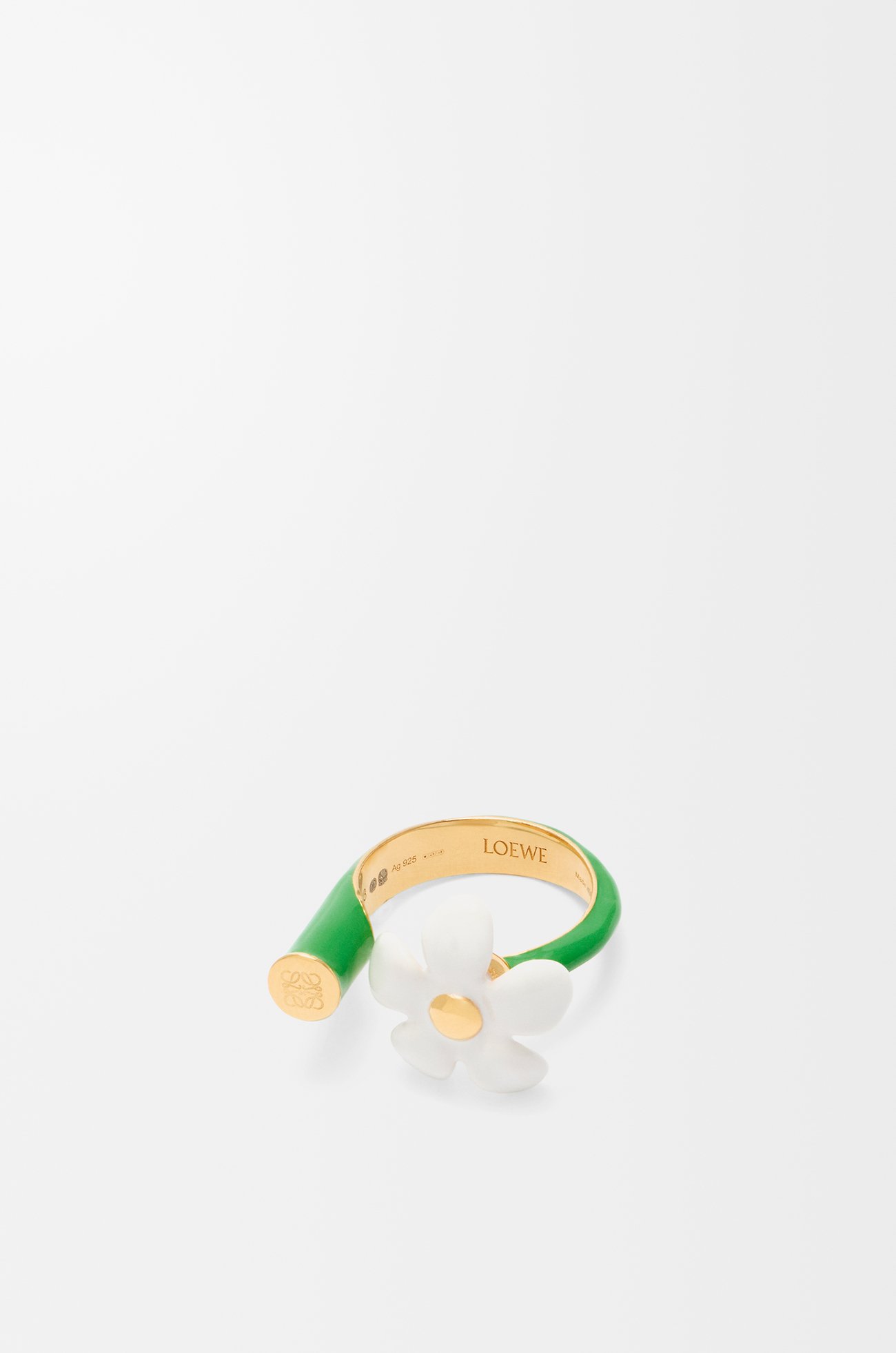 LOEWE Flor ring in sterling silver and enamel Gold/White