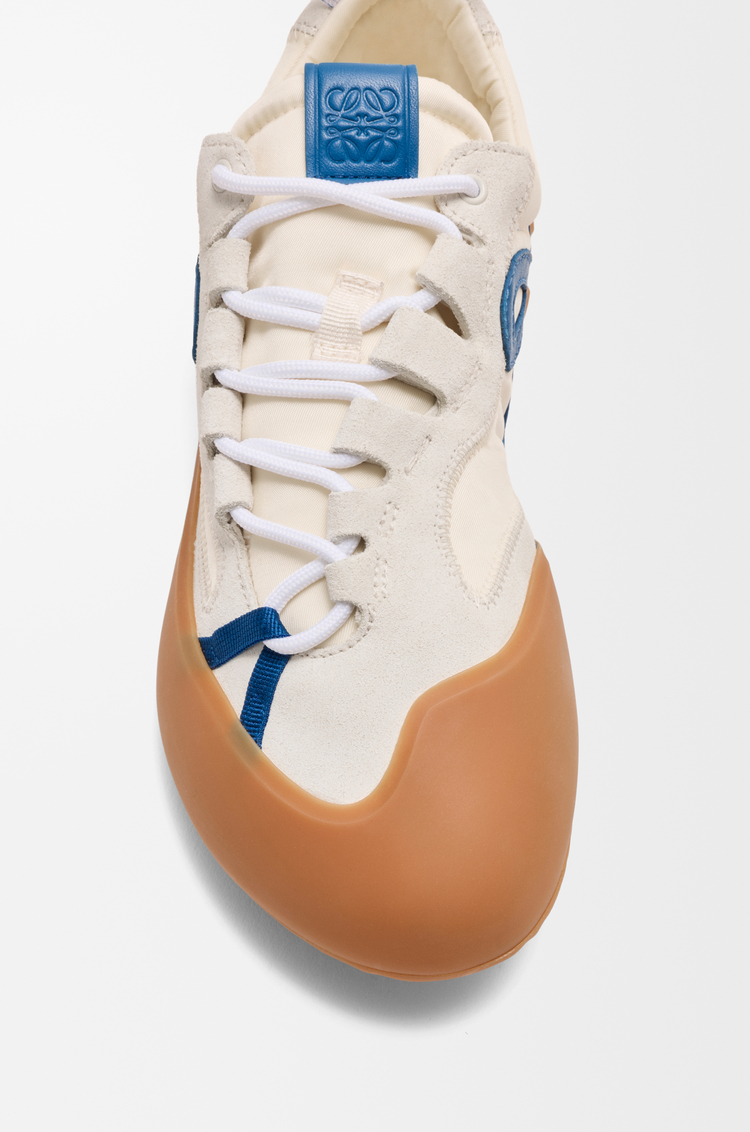 LOEWE Sneakers Grip en nylon et cuir velours Blanc/Bleu