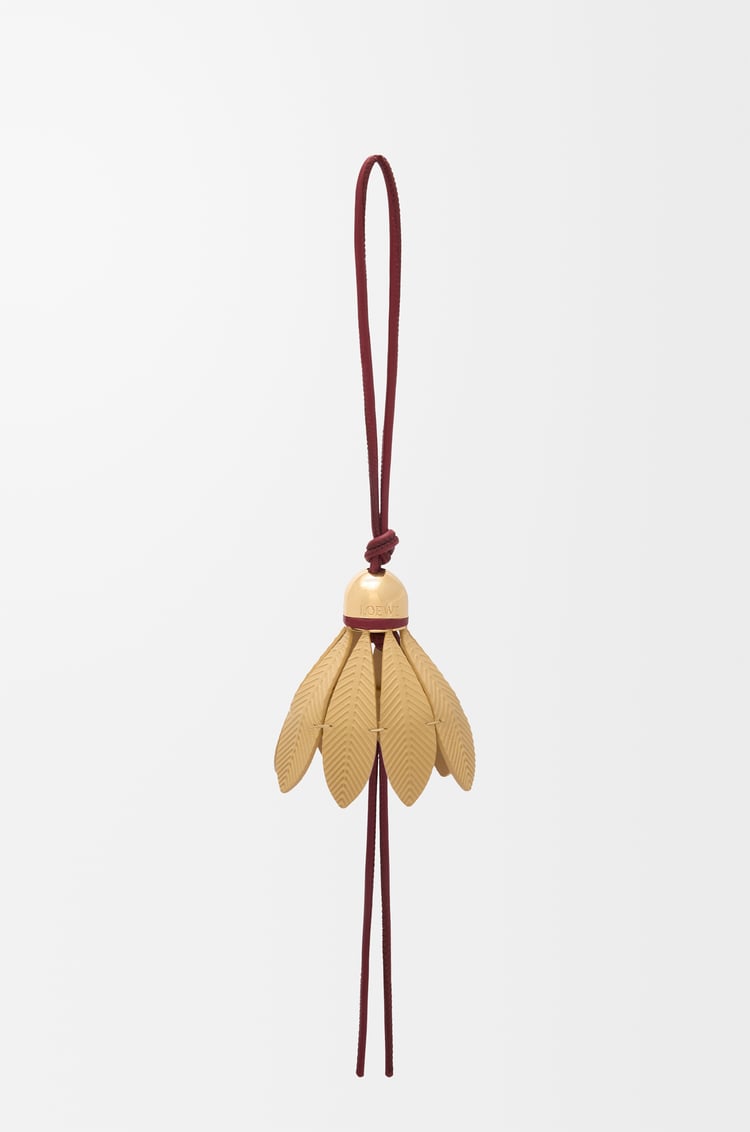 LOEWE Badminton charm in calfskin Crimson/Yellow