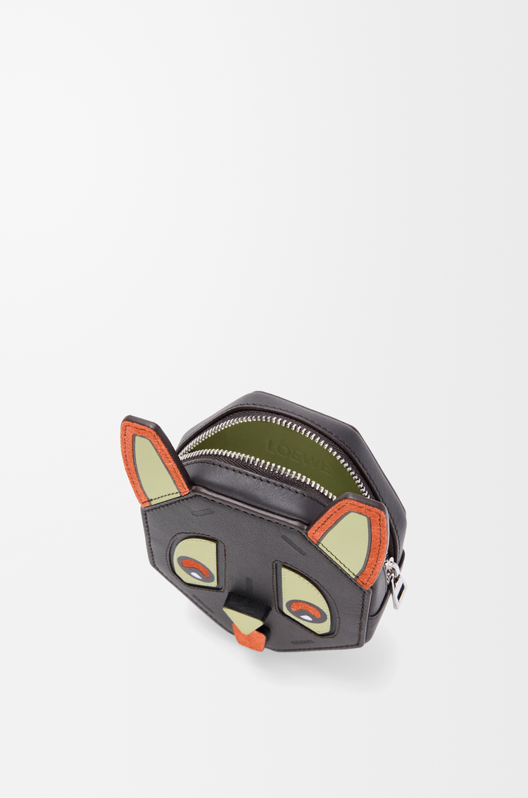LOEWE Futuristische Katze Etui aus klassischem Kalbsleder Kohle