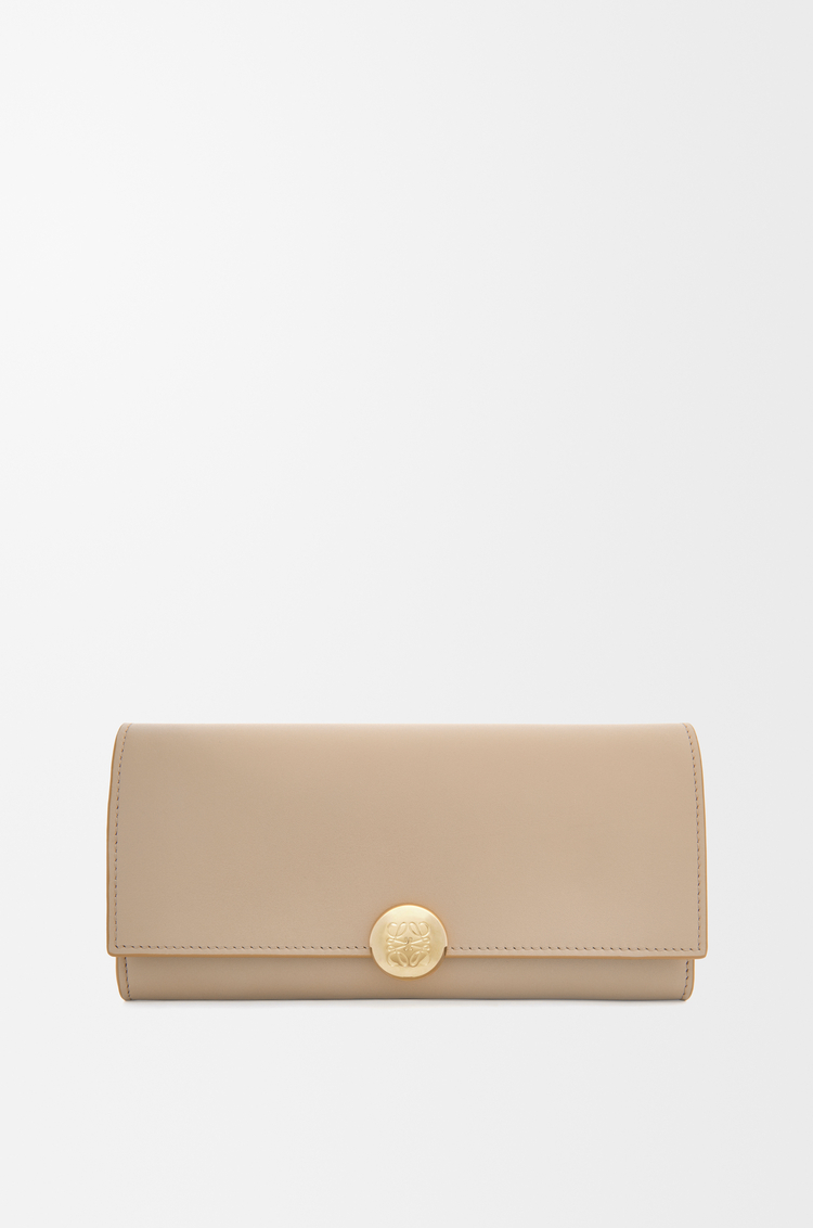 LOEWE 亮面纳帕牛皮革 Pebble 长款钱包 沙色
