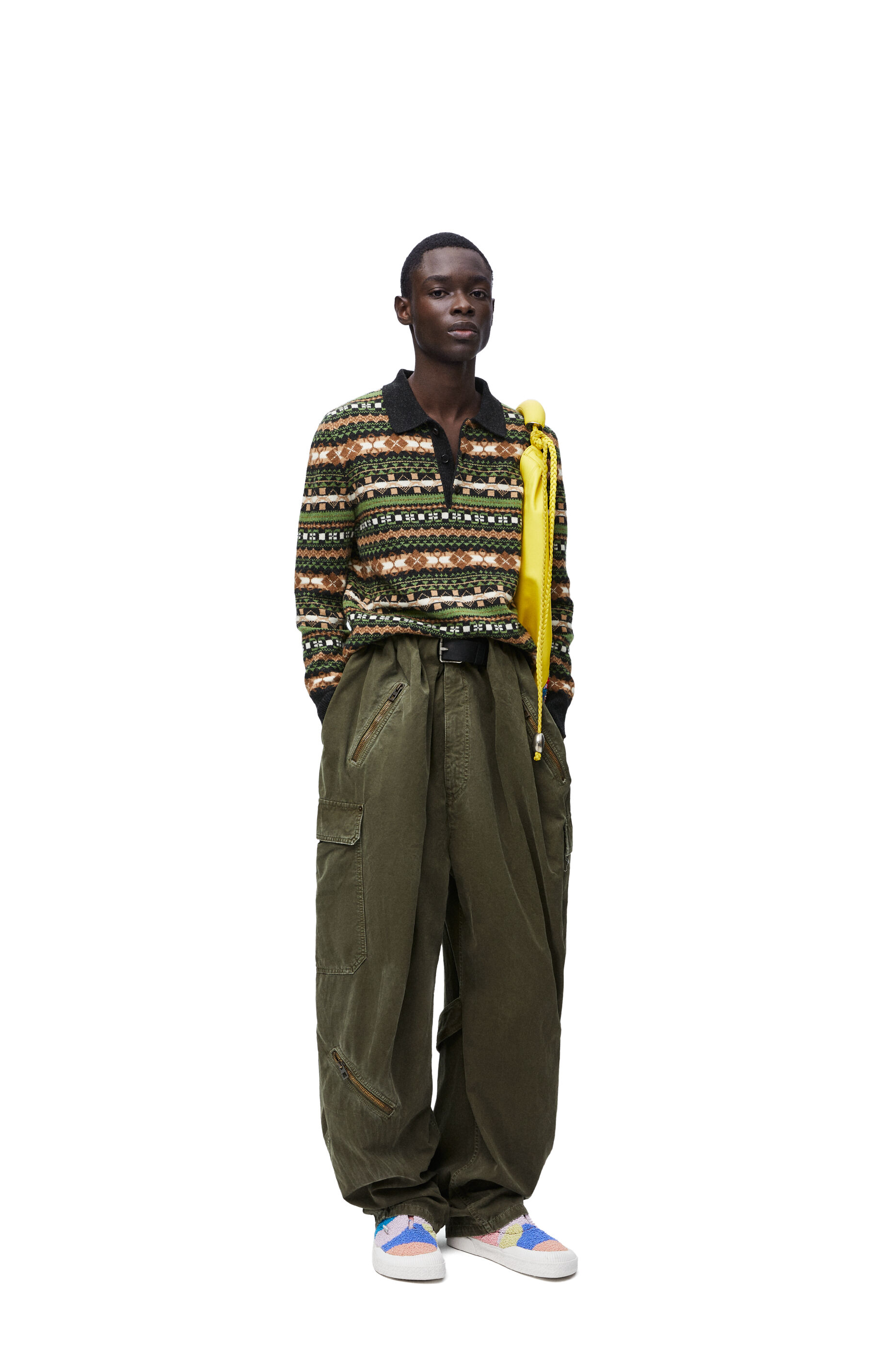 Pantaloni cargo a palloncino in cotone Oliva Scuro LOEWE