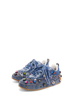 LOEWE Embellished deconstructed sneaker in denim Washed Denim