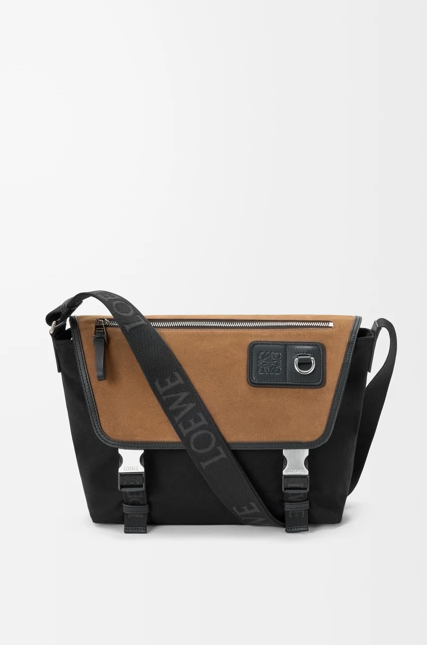 Medium Flex messenger in canvas and suede