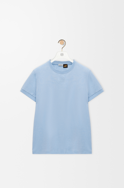 LOEWE Lace T-shirt in cotton Sky Blue
