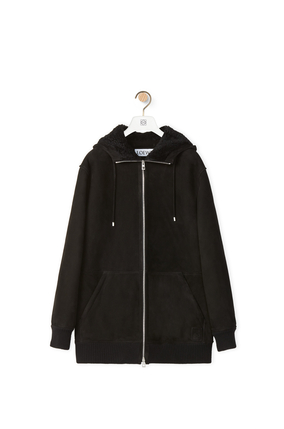 LOEWE Zip up hoodie in shearling Black