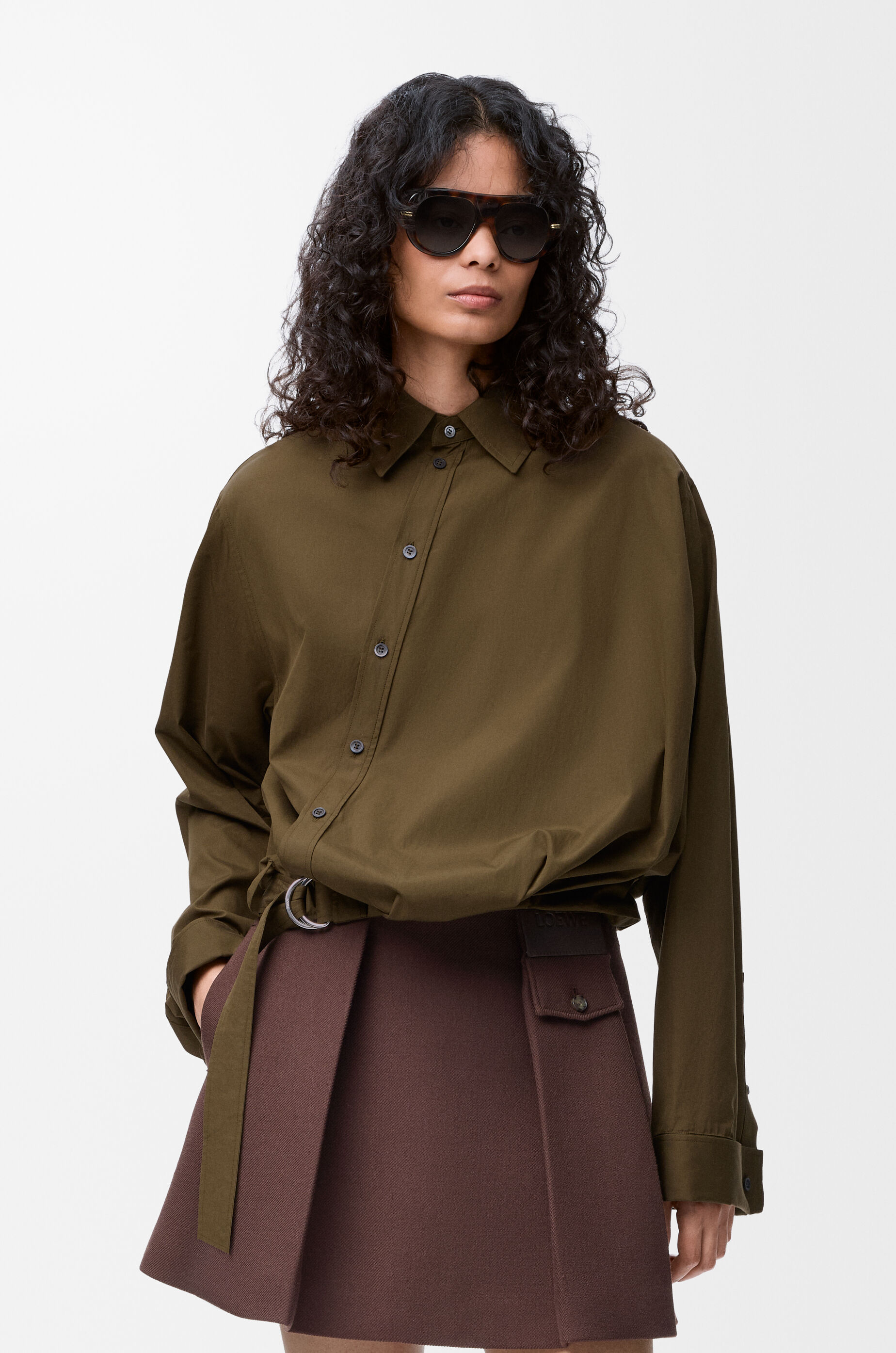 ロエベ LOEWE S359Y05XCC シャツ Draped shirt in cotton Green - LOEWE USA Official Website