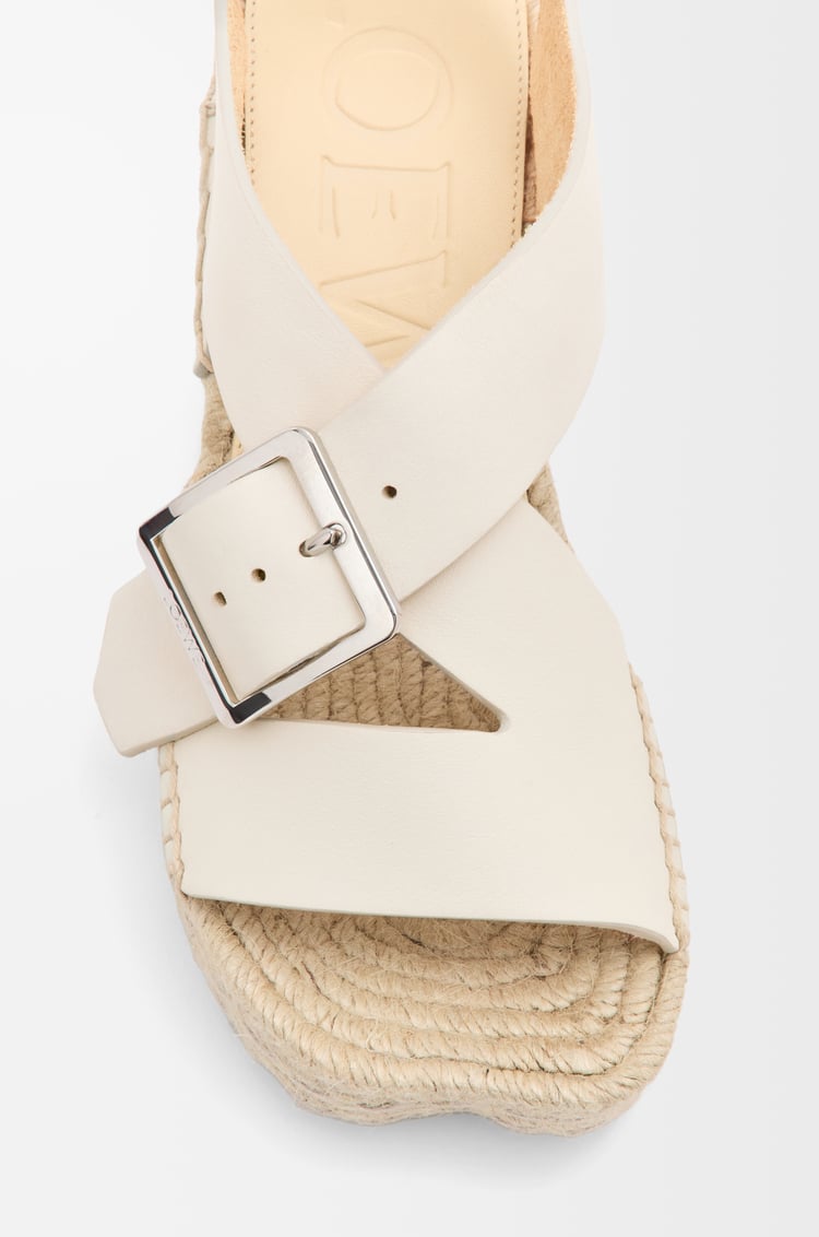 LOEWE Petal espadrille platform sandal in soft calfskin	 White