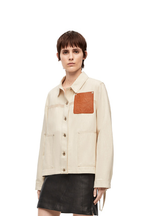 LOEWE Workwear jacket in cotton and linen Ecru plp_rd