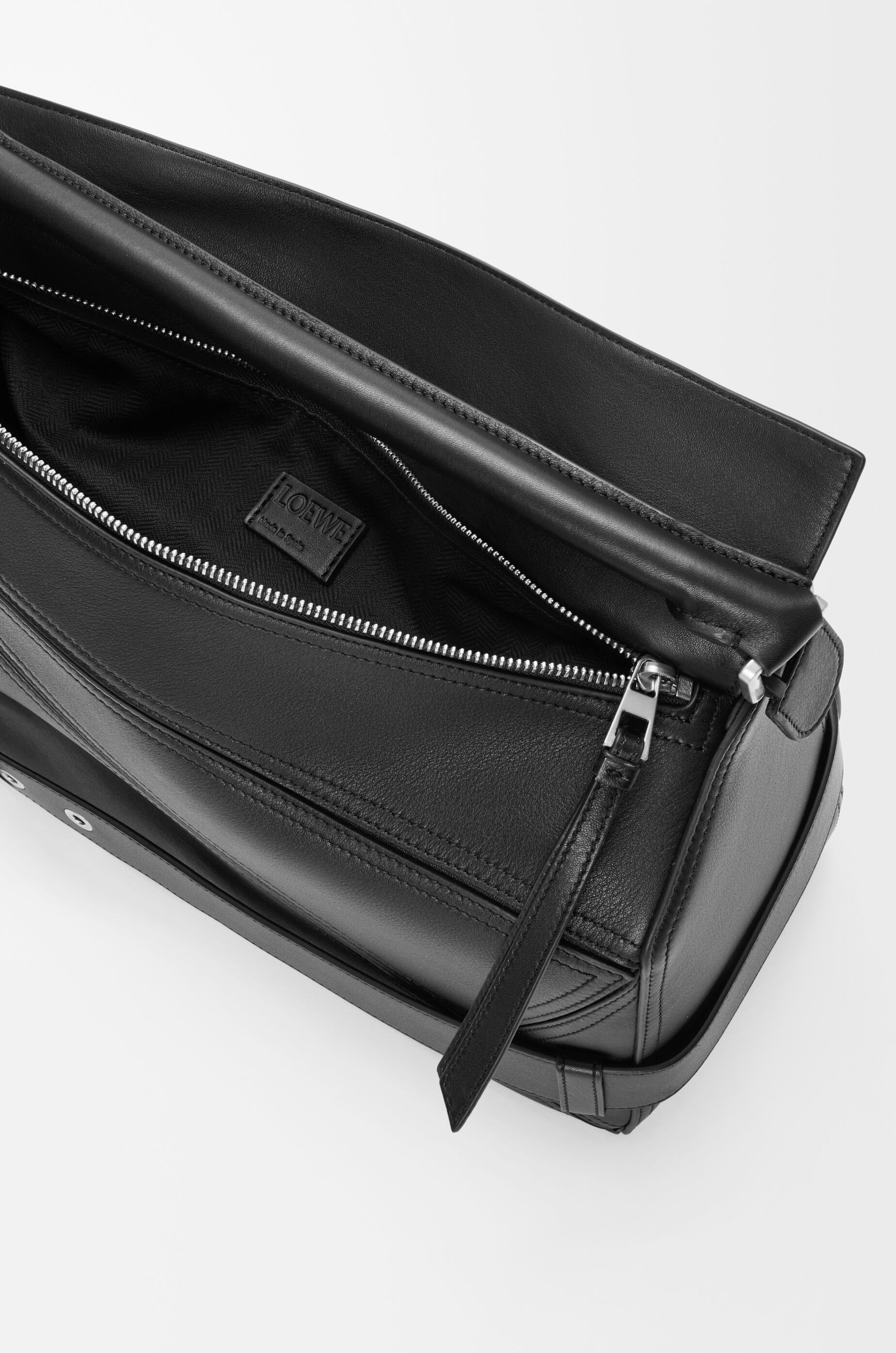 Large Puzzle Biker bag in shiny calfskin Black - LOEWE USA