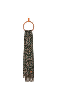 LOEWE Anagram scarf in alpaca and wool Dark Green/White