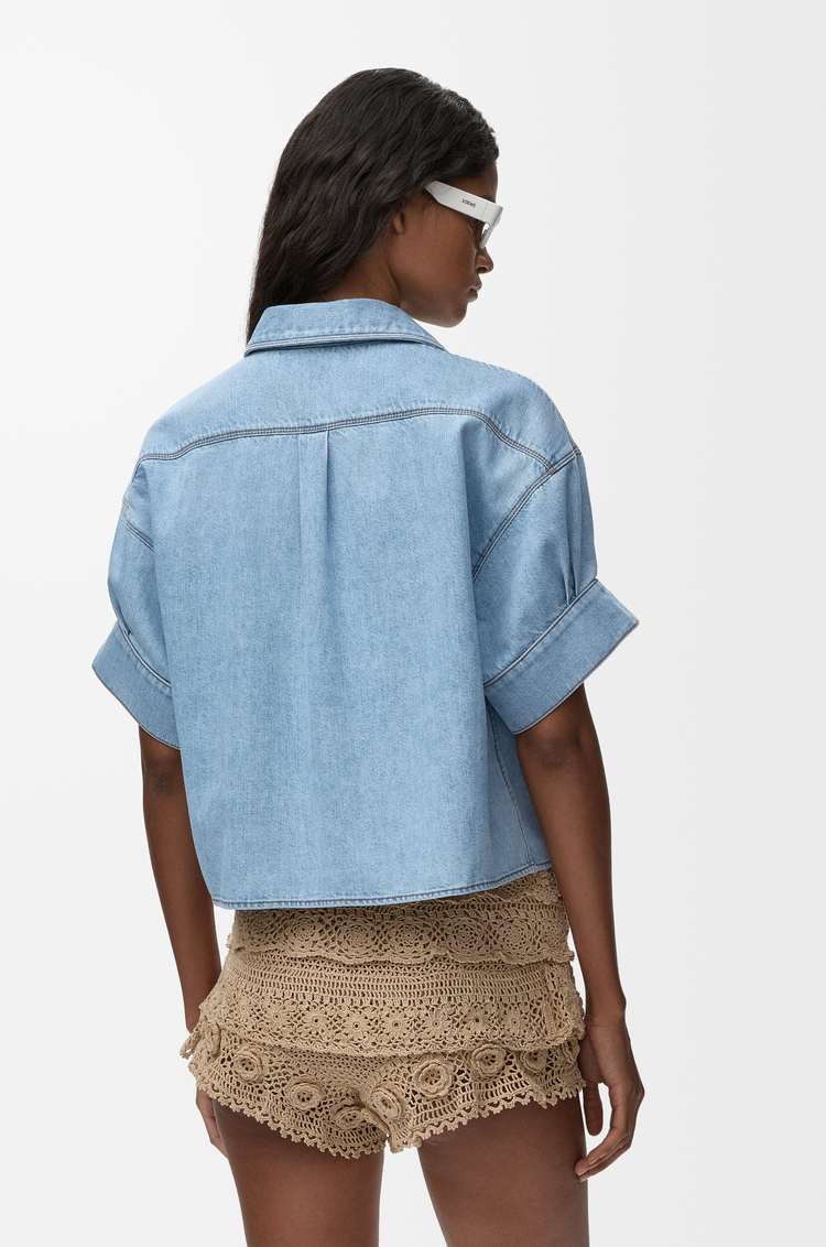 LOEWE Short sleeve shirt in denim Washed Blue