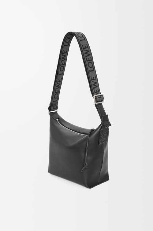 LOEWE Bolso bandolera Cubi pequeño en piel de ternera y jacquard Negro