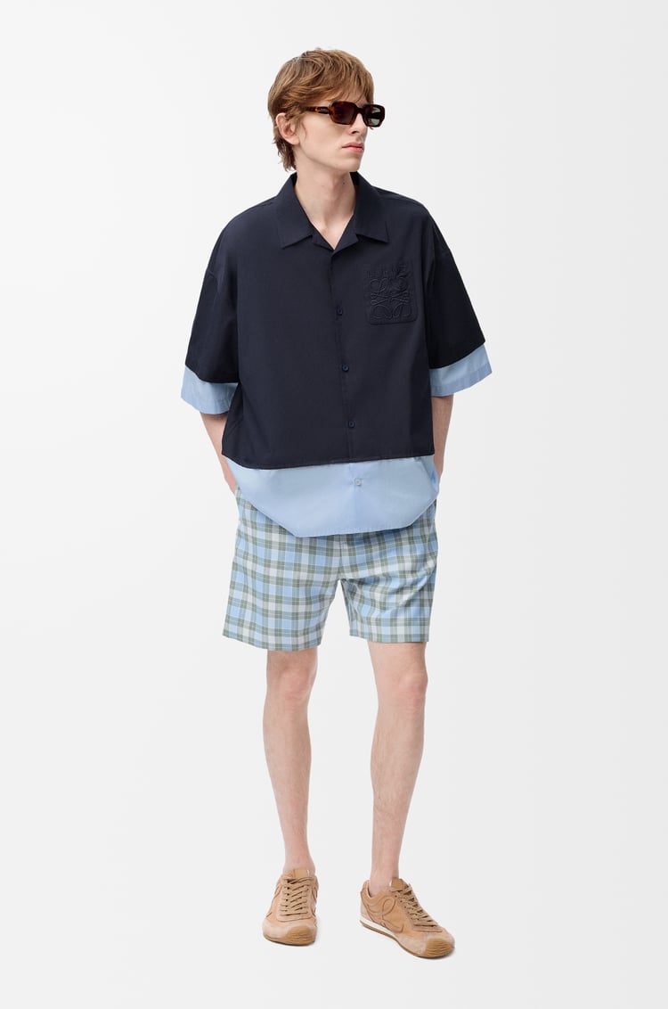 LOEWE Short sleeve shirt in cotton Dark Navy/Light Blue