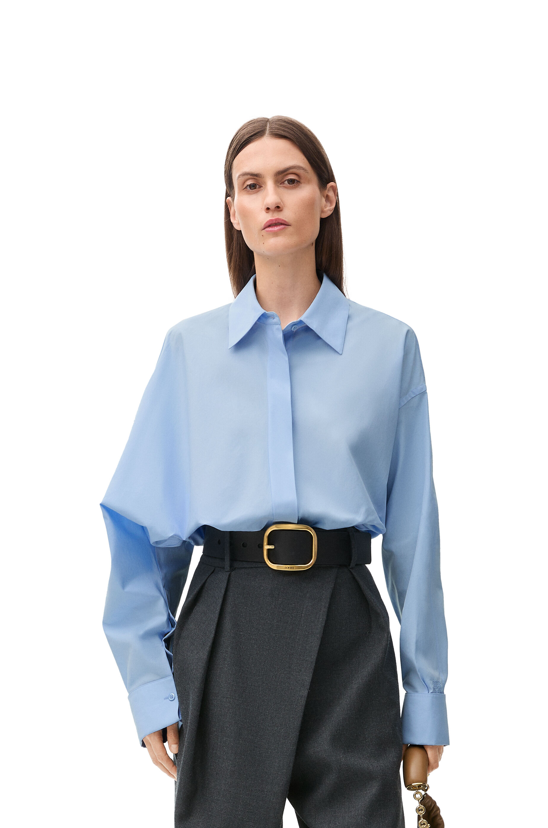 Draped shirt in cotton Baby Blue - LOEWE