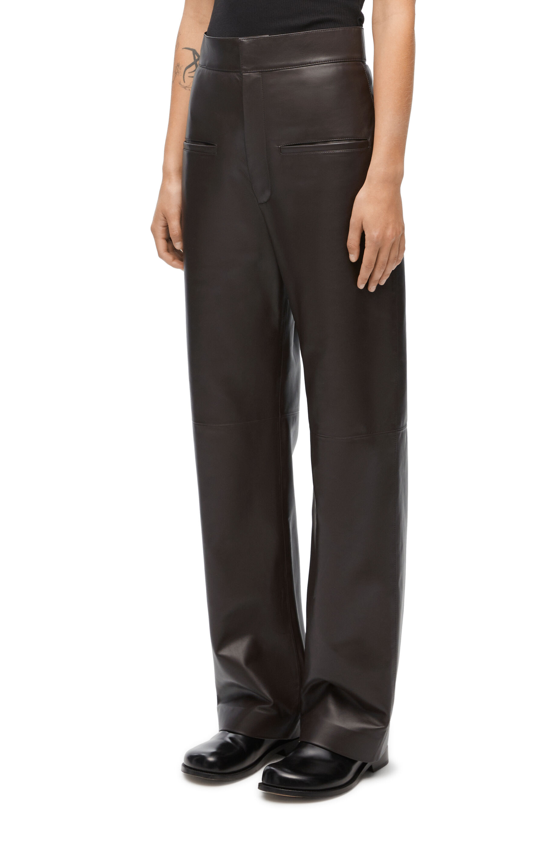 Pantalon En Cuir D'agneau Sandro - Taille 36, Noir, Style Motard - Occasion Très Bon état