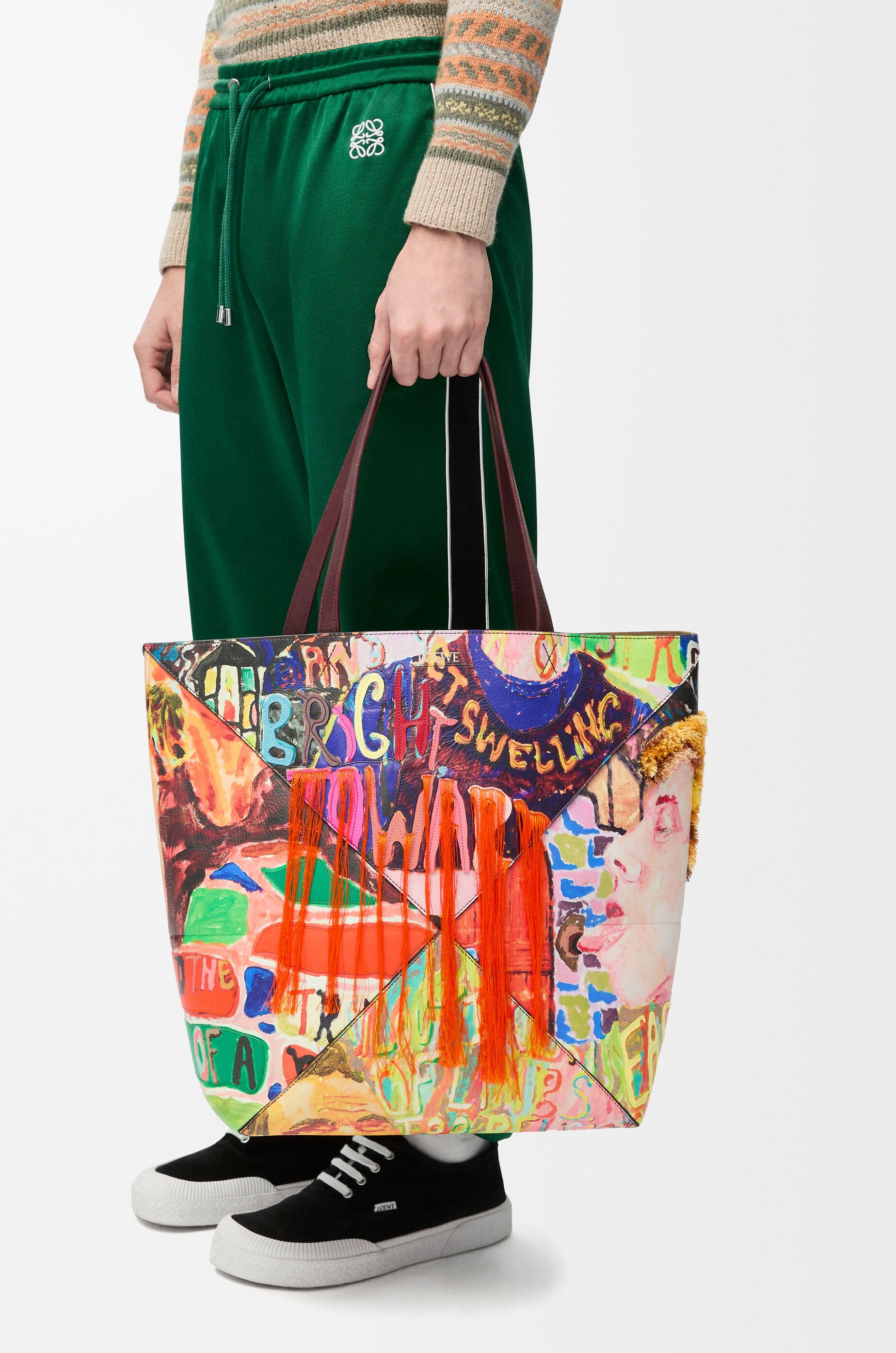 XL Puzzle Fold tote in classic calfskin Red - LOEWE