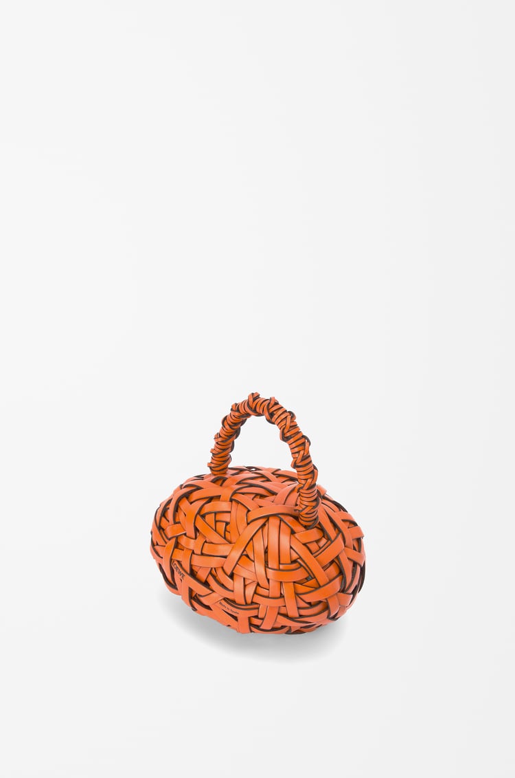 LOEWE Nest woven door stopper in stone and calfskin Orange