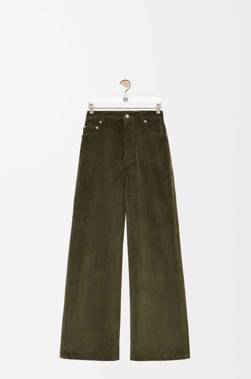 LOEWE High waisted trousers in cotton and cashmere Khaki Green plp_rd
