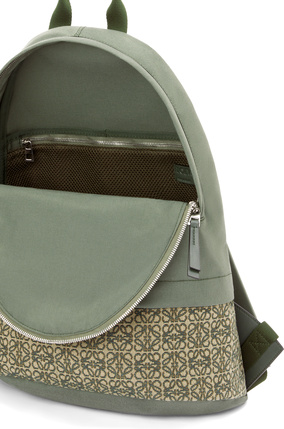 LOEWE Round Slim Backpack in canvas and Anagram jacquard Khaki Green plp_rd