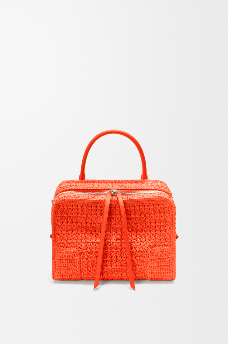 LOEWE Medium Amazona 180 Lazy Crab bag in raffia crochet Vivid Orange