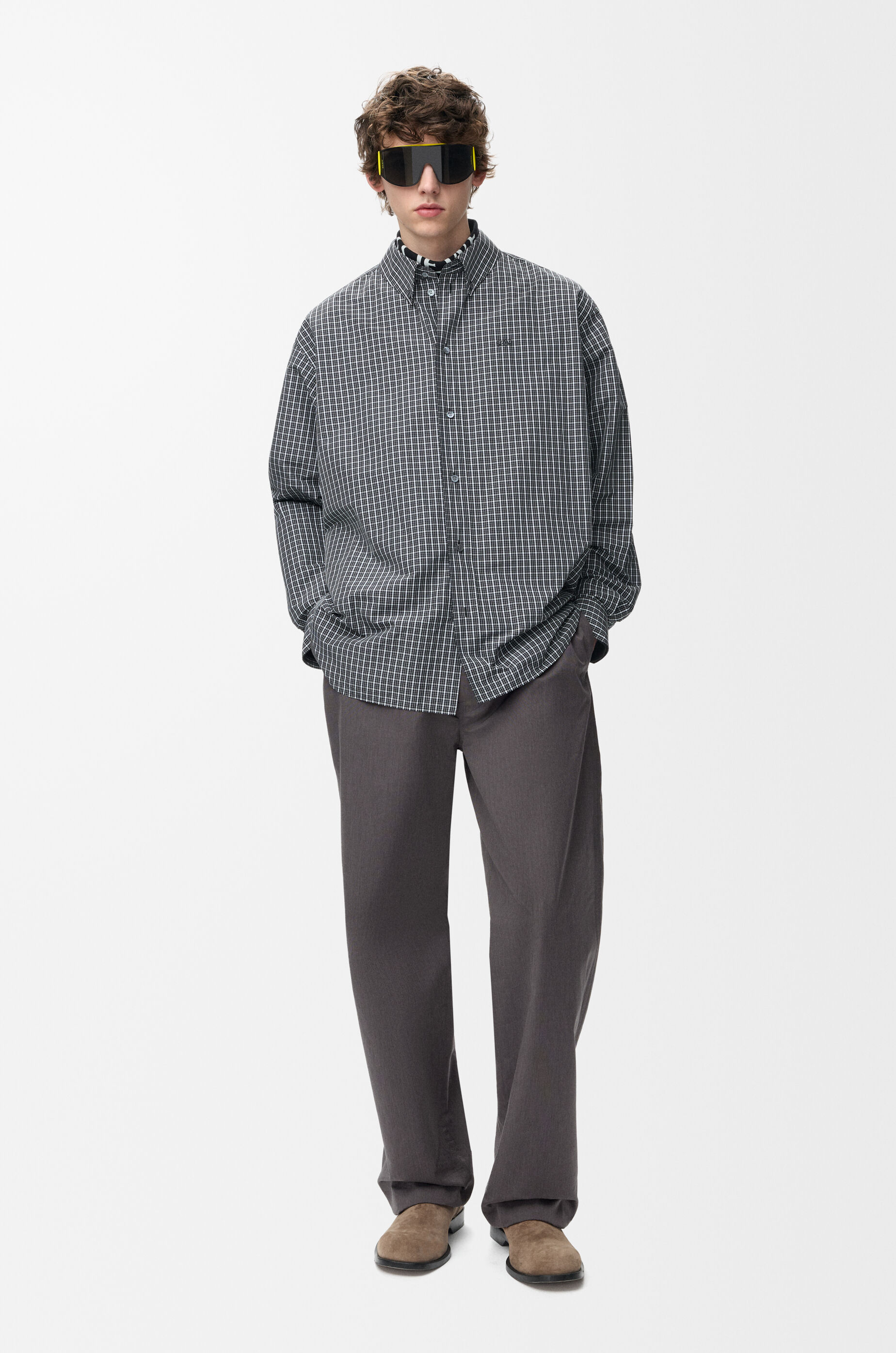 Drawstring trousers in cotton and silk Grey - LOEWE International