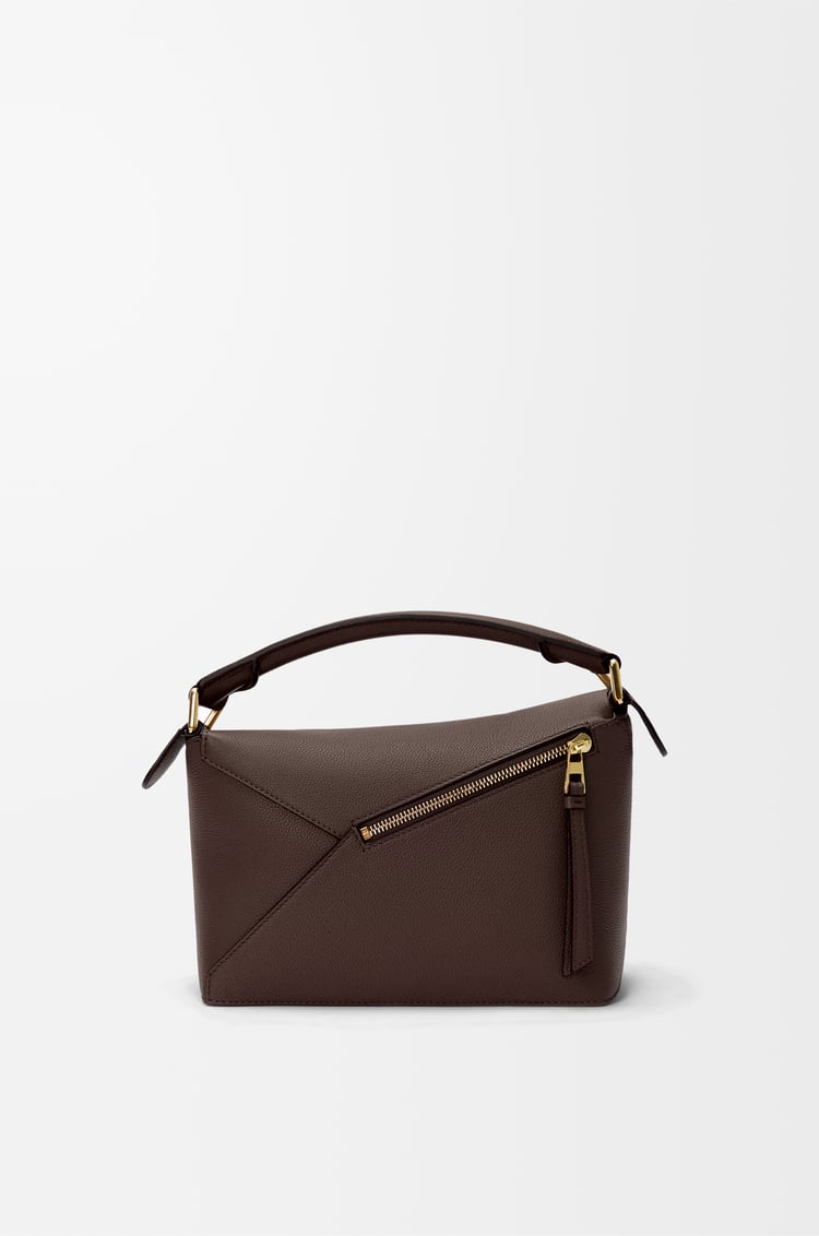 LOEWE Small Puzzle Edge bag in soft grained calfskin Dark Chestnut