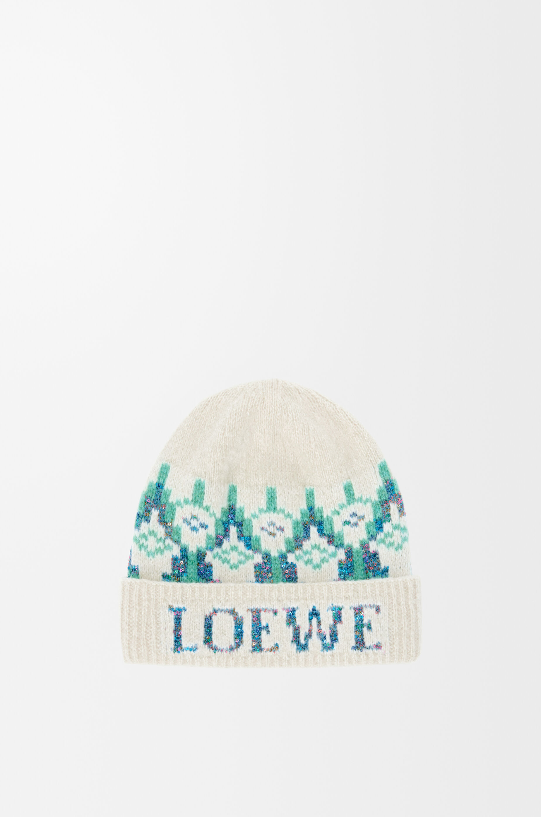 Beanie in wool blend White - LOEWE
