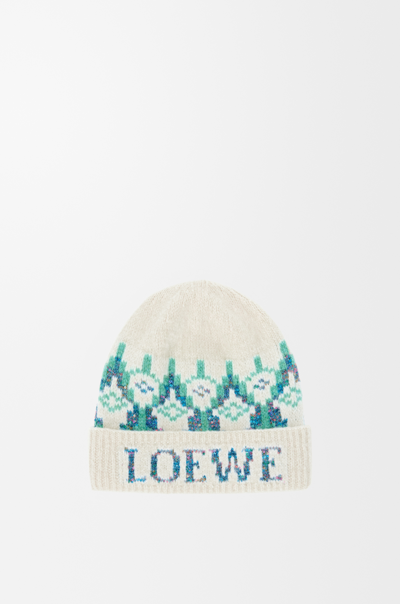 LOEWE Beanie in wool blend White/Mint