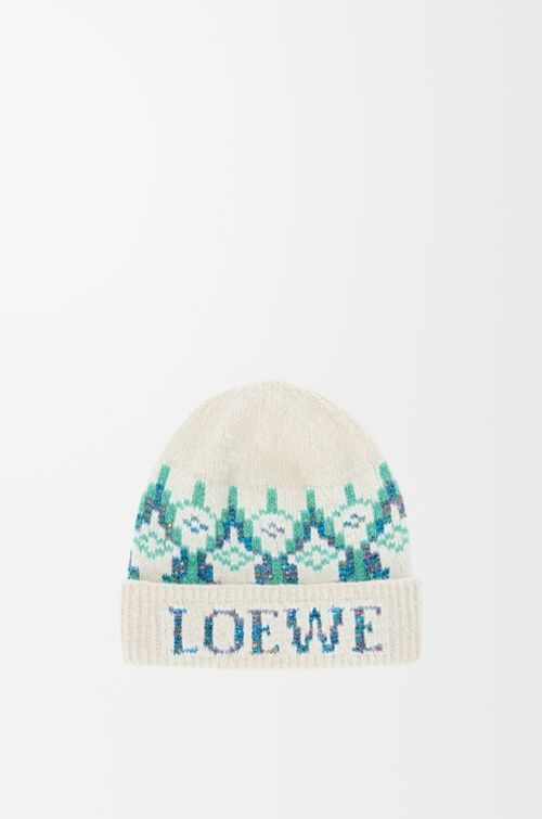 LOEWE Beanie in wool blend White/Mint
