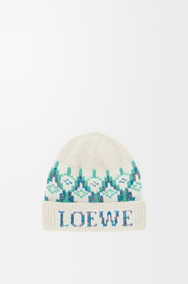 LOEWE Beanie in wool blend White/Mint