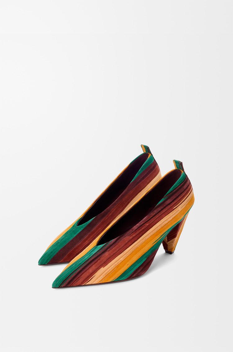 LOEWE オリガミ キュービック パンプス（スカイブドレザー） Yellow/Multicolor