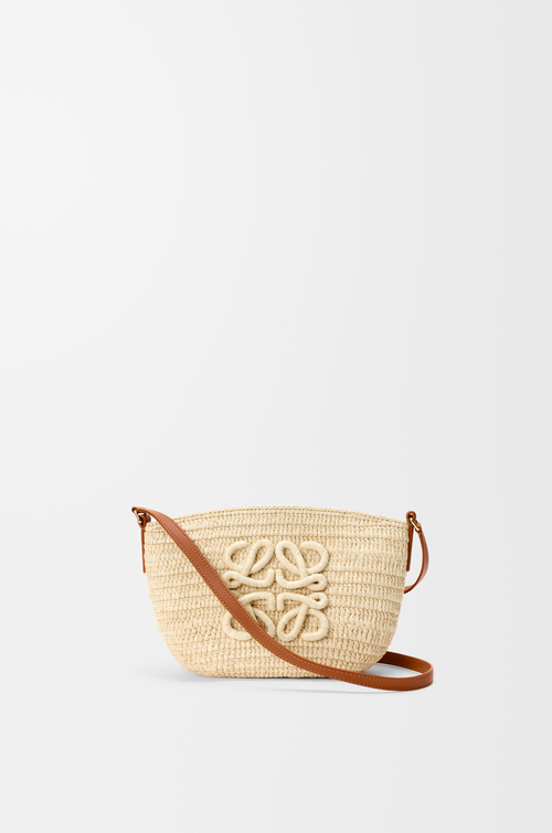 LOEWE Eclipse pochette in raffia and calfskin Natural/Tan